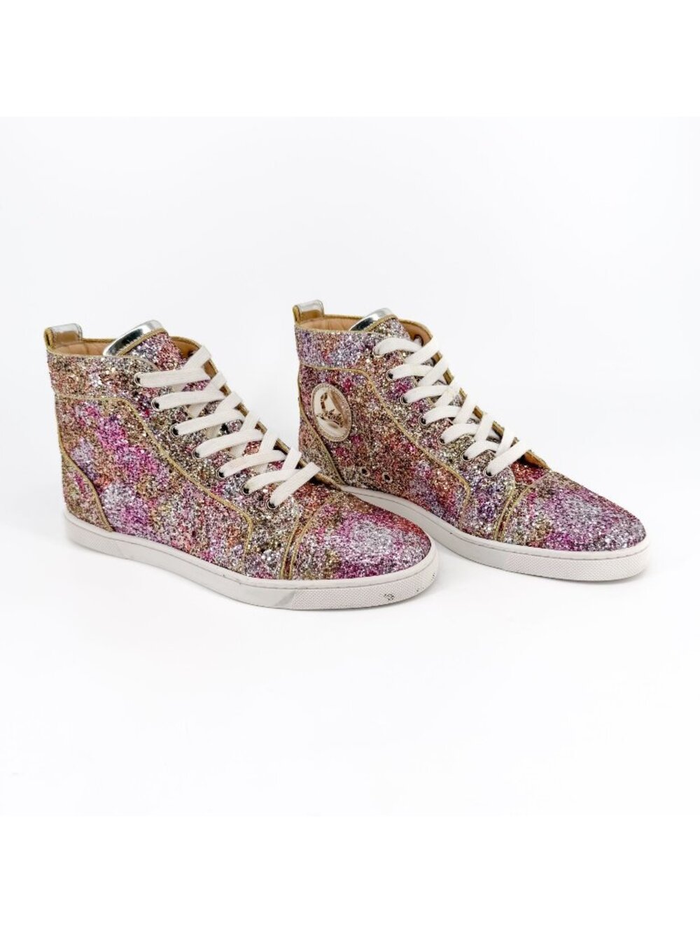 Christian Louboutin Bip Bip Glitter Sneakers Pink High Top Size 39 US 9 Women